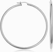Oradina 14K White Gold Everything Large Hoop Earrings