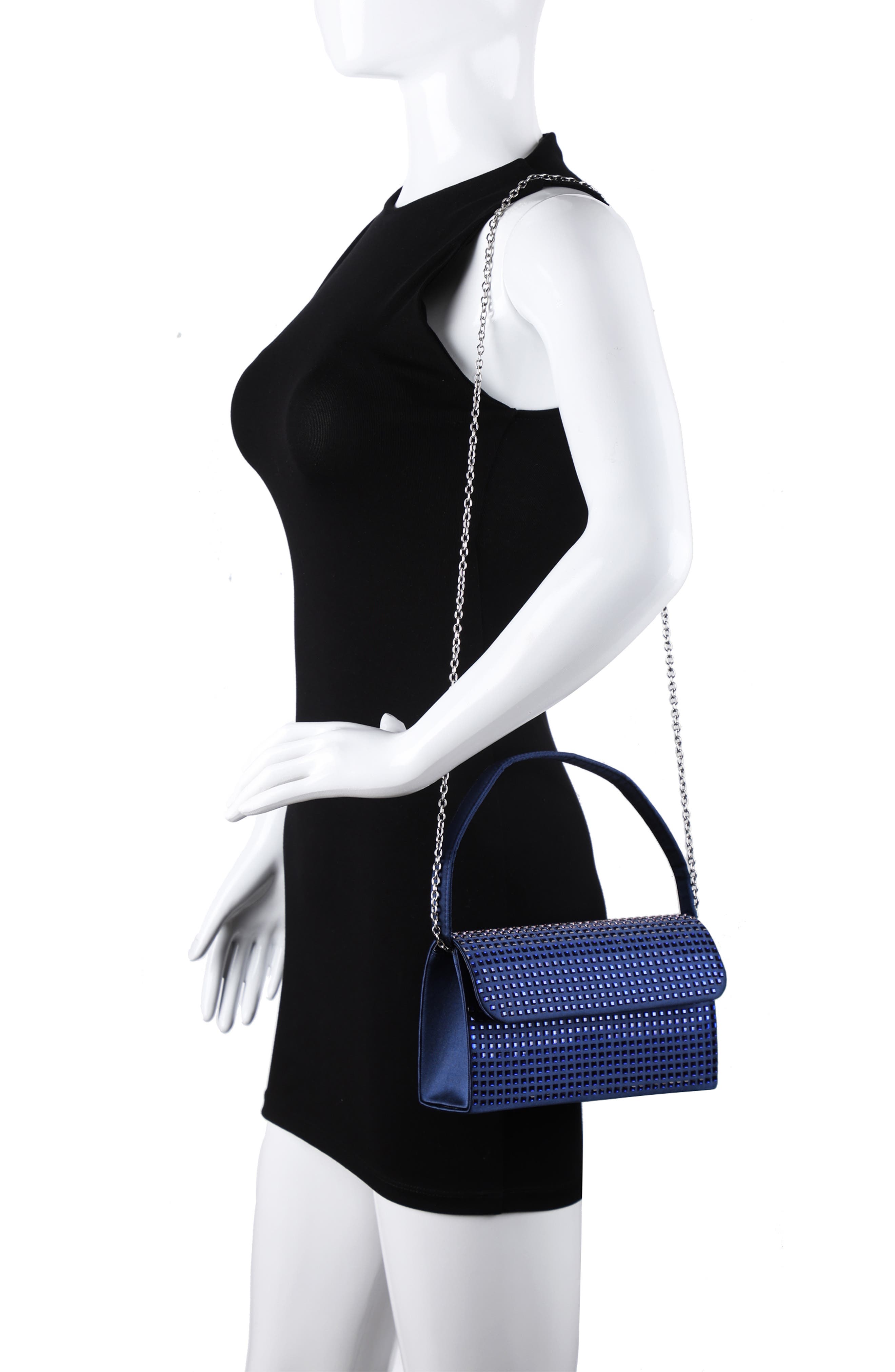 Shana Rhinestone Handbag, Alternate, color, NAVY