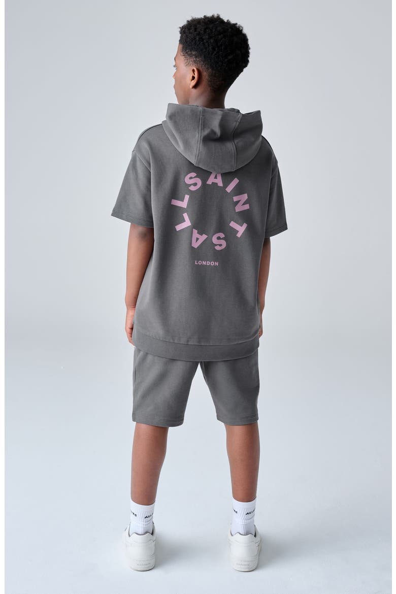 Kids' Tierra Short Sleeve Hoodie and Shorts Set, Alternate, color, GREY