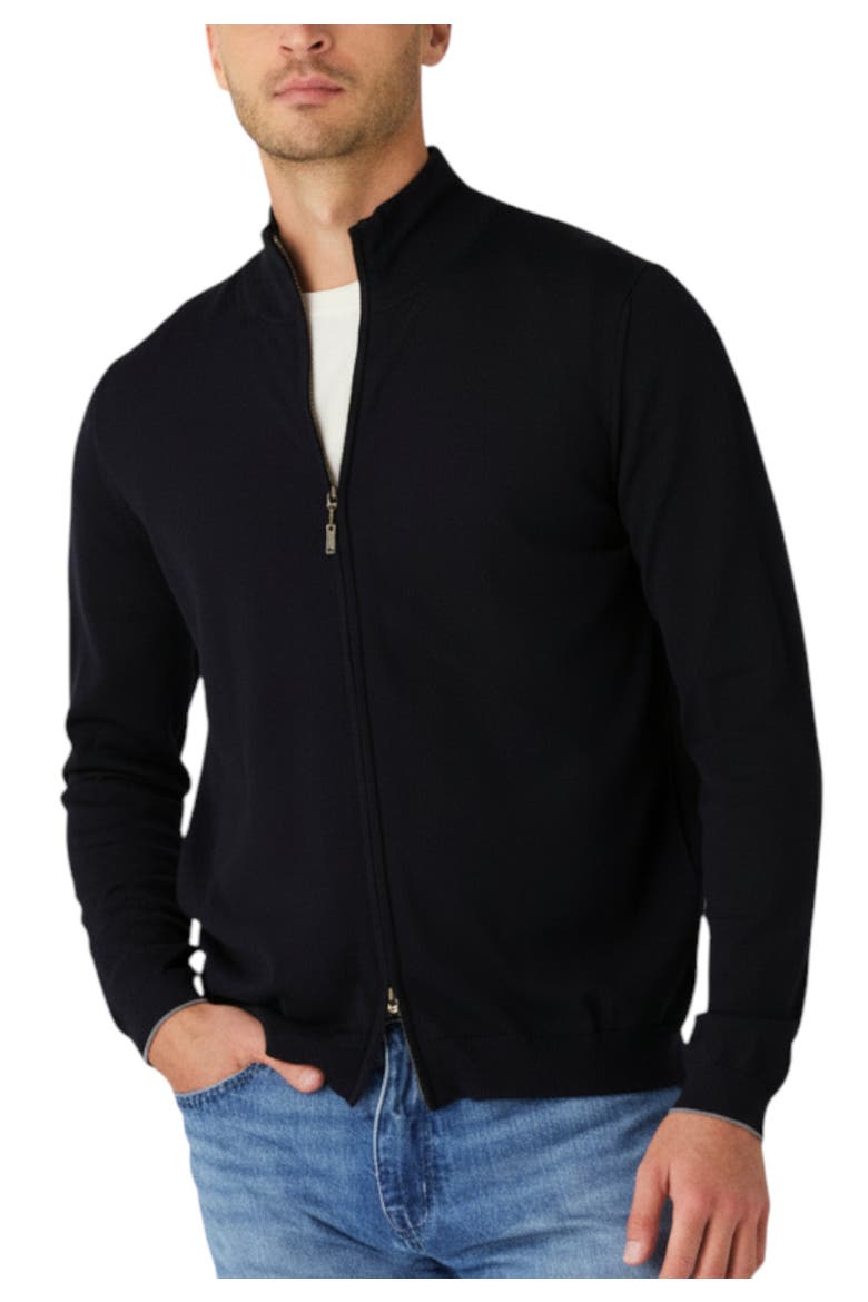 Dalton Full Washable Merino Zip Sweater, Main, color, Navy W/Gray Tipping