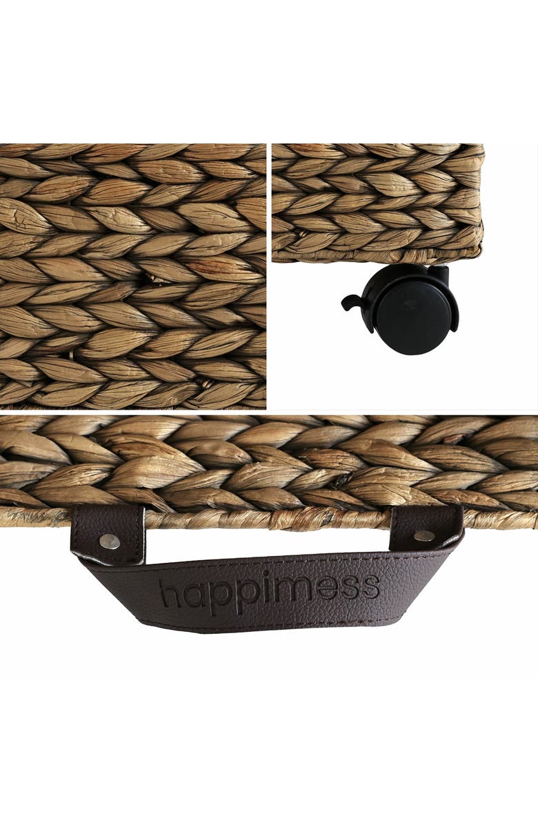 HAPPIMESS Adaline 18.11" Classic Farmhouse Handwoven Hyacinth Rectangular Underbed Storage Bin with Wheels and Handles, Alternate, color, Brown