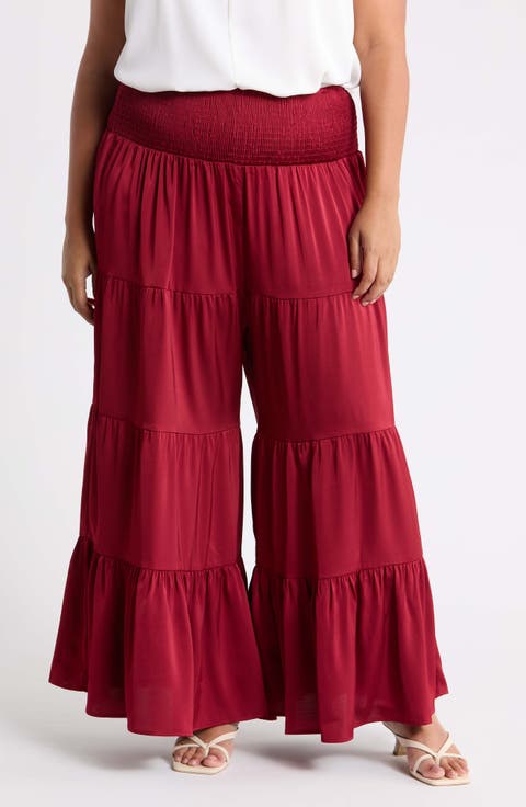 Tiered Chiffon Wide Leg Pants