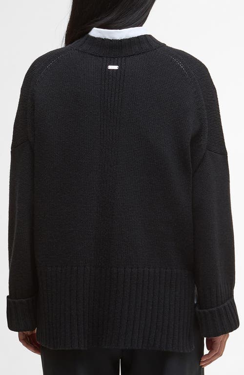 Barbour Sophia Cotton & Wool Blend Tunic Sweater In Black