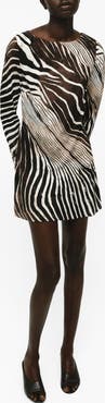 MANGO Zebra Print Long Sleeve Dress
