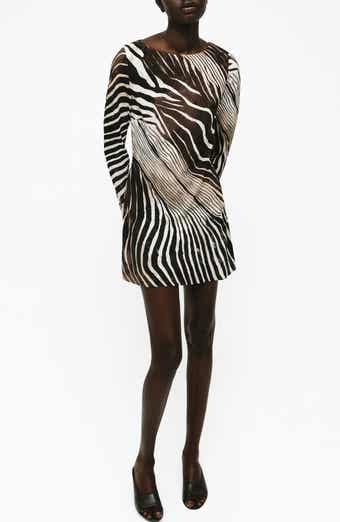 Zebra Print Long Sleeve Dress