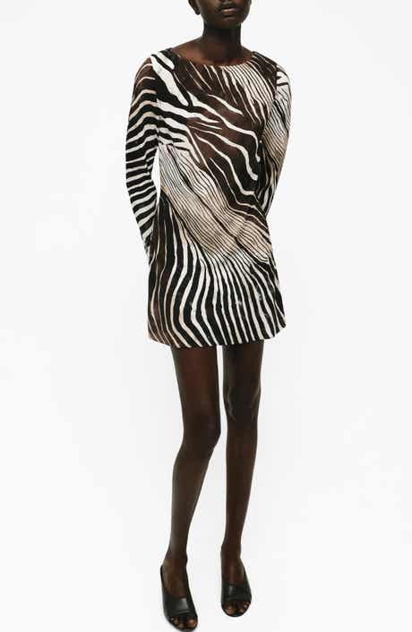 Zebra Print Long Sleeve Dress