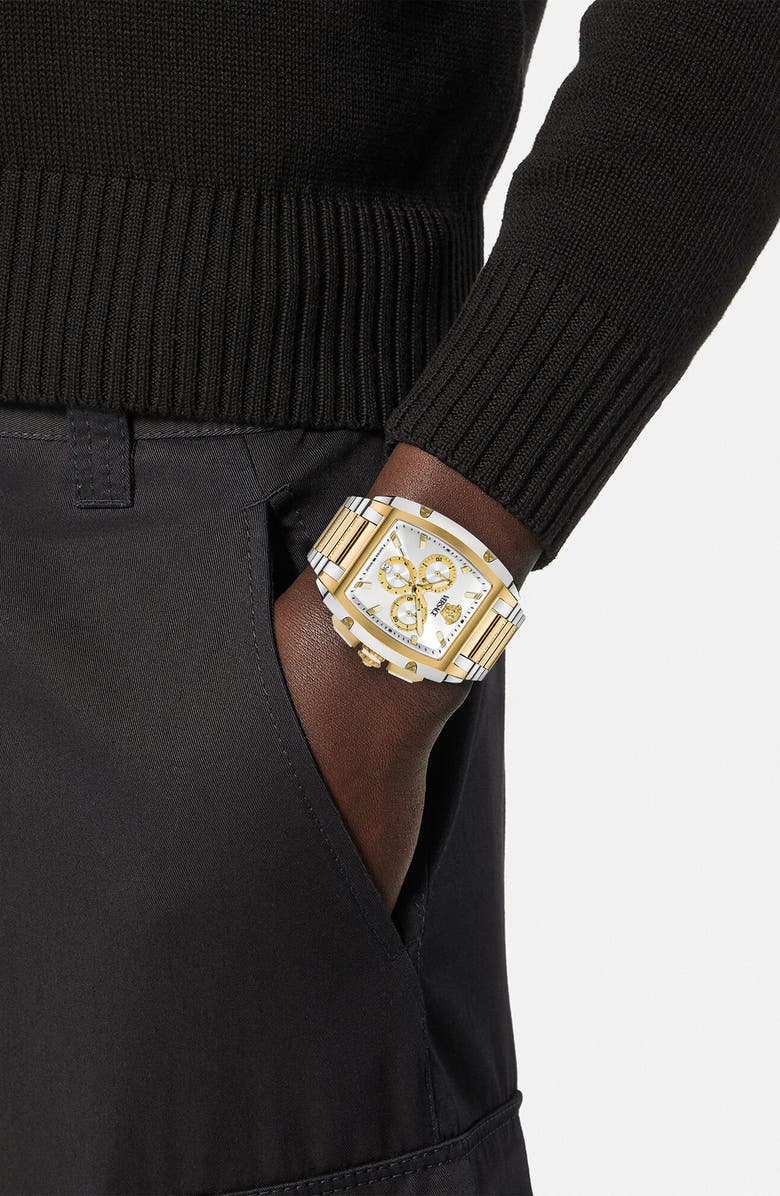 Versace Dominus Chronograph Bracelet Watch, 42mm x 50mm, Alternate, color, Two Tone