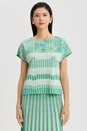 Ming Wang Geometric Jacquard Soft Knit Top