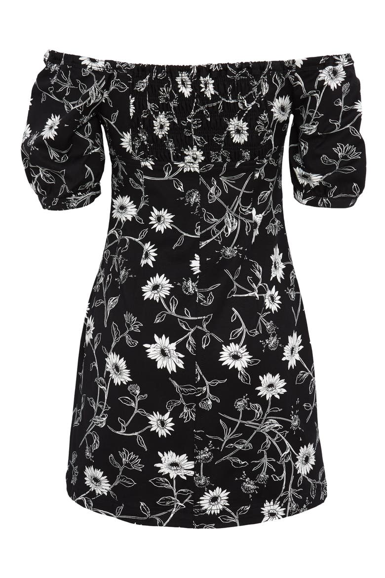 Floral Off the Shoulder Minidress, Alternate, color, BLACK DAISY FLORAL DAYS