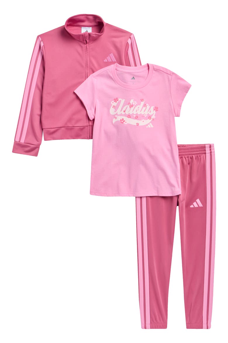 Kids' T-Shirt and Tricot Track Suit 3-Piece Set, Main, color, DUAL MAGENTA