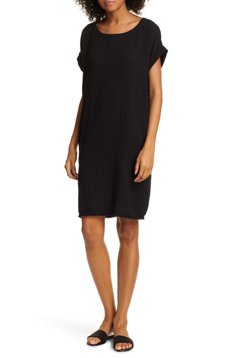 Eileen Fisher Textured Organic Cotton Shirt Dress, Main, color, 