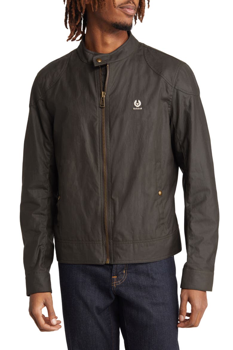 Kelland Water Repellent Waxed Cotton Café Racer Jacket, Alternate, color, FADED OLIVE