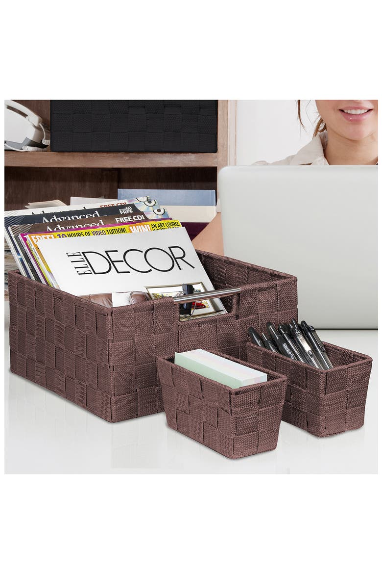 Chocolate Woven 9-Piece Basket Set, Alternate, color, CHOCOLATE