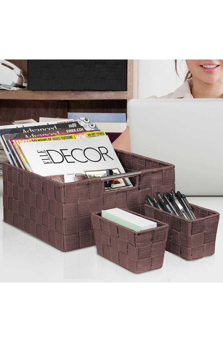 SORBUS Chocolate Woven 9-Piece Basket Set, Alternate, color, 