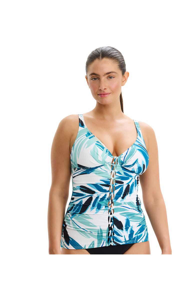 Island Breeze V-Neck D-Cup Tankini Top, Main, color, Blue-Multi