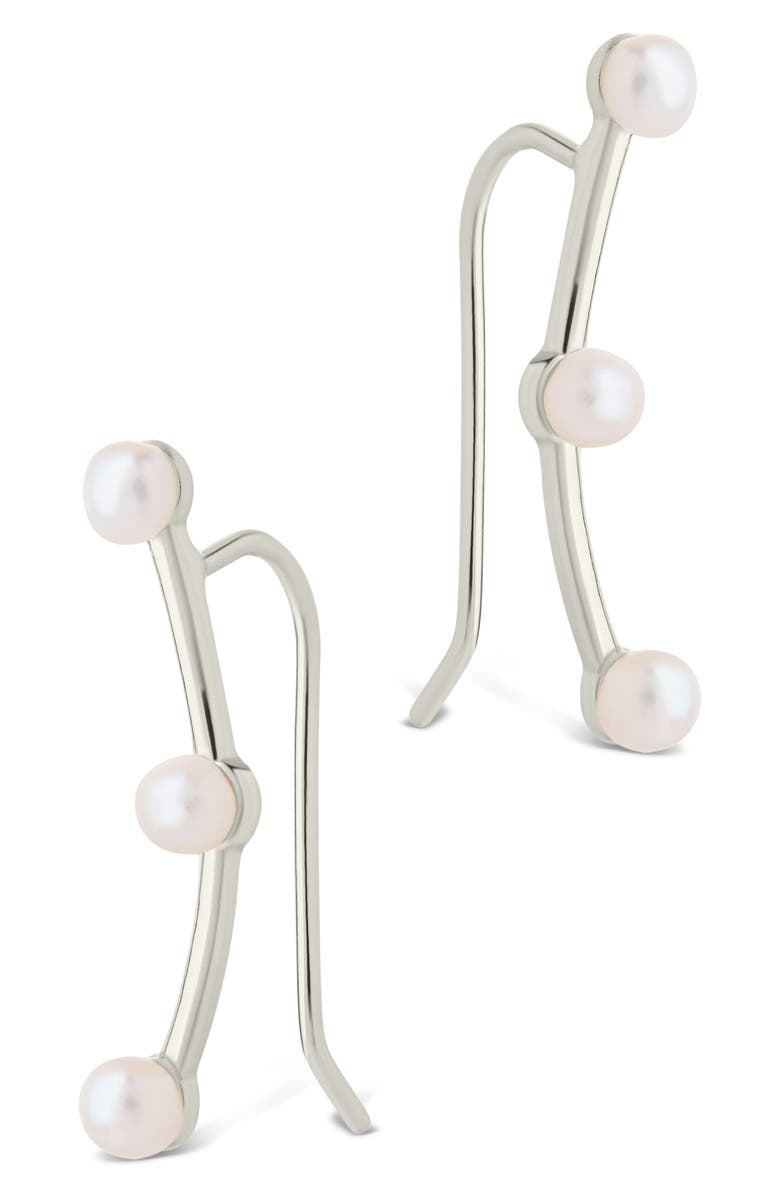 Sterling Forever Isabel Faux Pearl Trio Crawler Earrings, Main, color, Silver