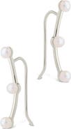Sterling Forever Isabel Faux Pearl Trio Crawler Earrings