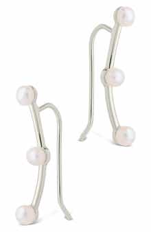 Sterling Forever Isabel Faux Pearl Trio Crawler Earrings