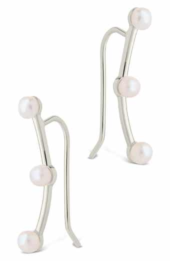 Sterling Forever Isabel Faux Pearl Trio Crawler Earrings