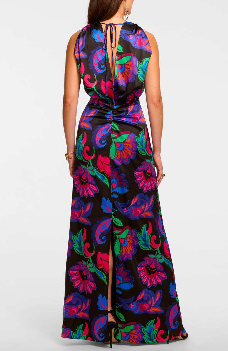 Ramy Brook Floral Print Sleeveless Gown, Alternate, color, Black Multi Floral