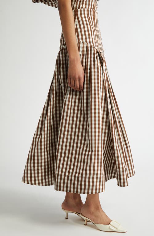 Lela Rose Gingham Check Taffeta Full Skirt In Walnut