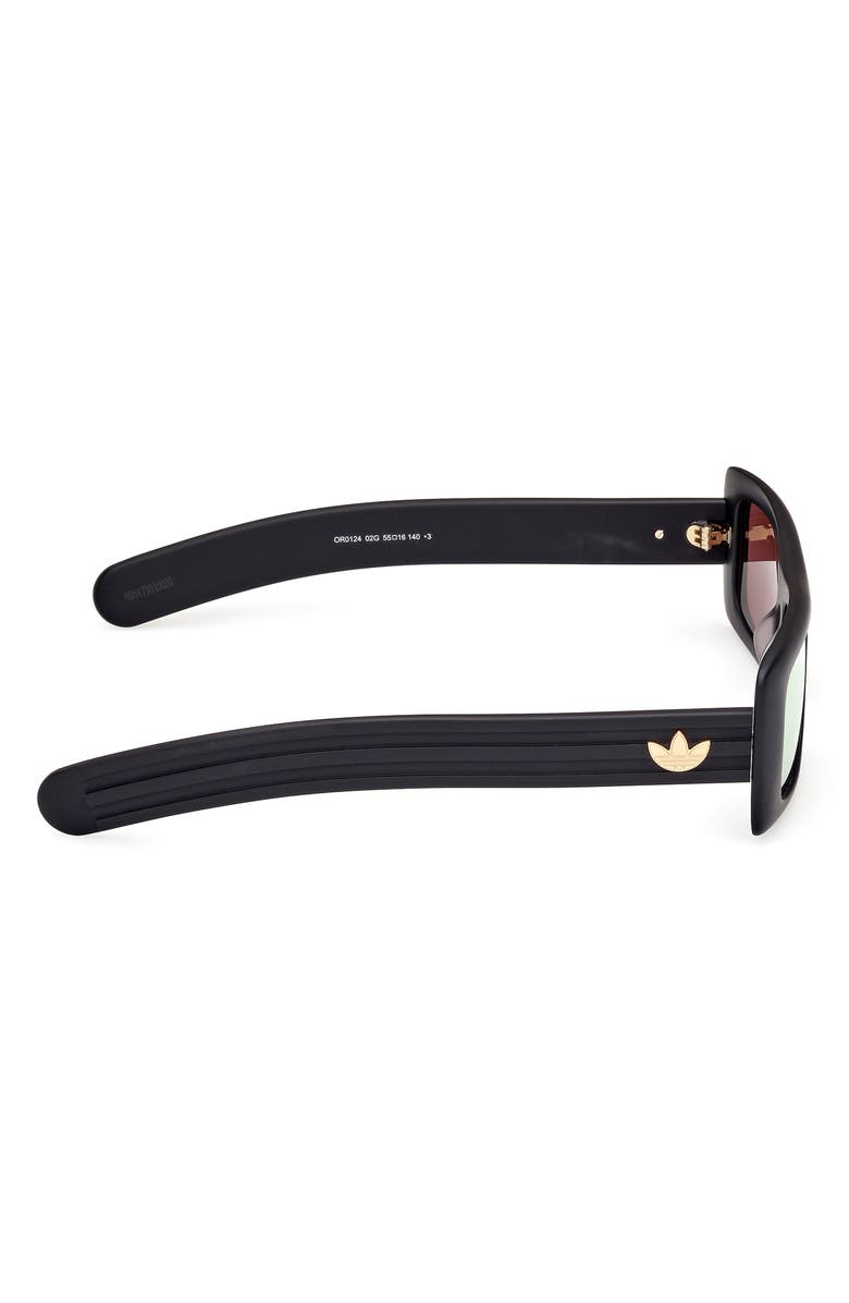 adidas Rectangular Sunglasses, Alternate, color, Matte Black/ Brown Mirror