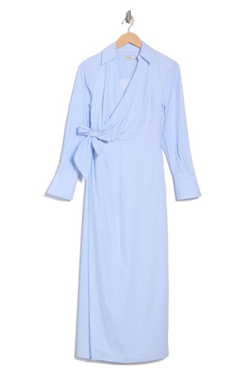Simkhai Briar Wrap-effect Striped Cotton-blend Poplin Maxi Shirt Dress In Blue