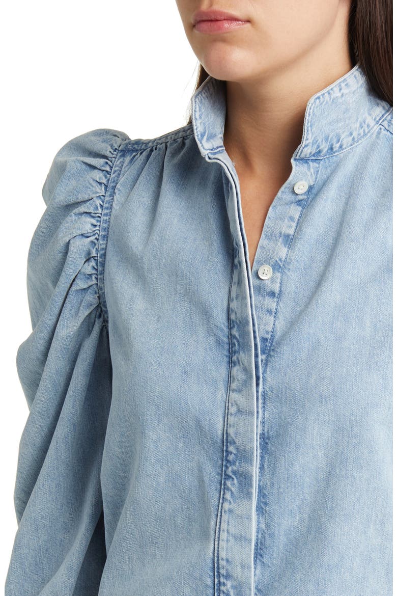 Gillian Puff Sleeve Denim Shirt, Alternate, color, CRESTHAVEN