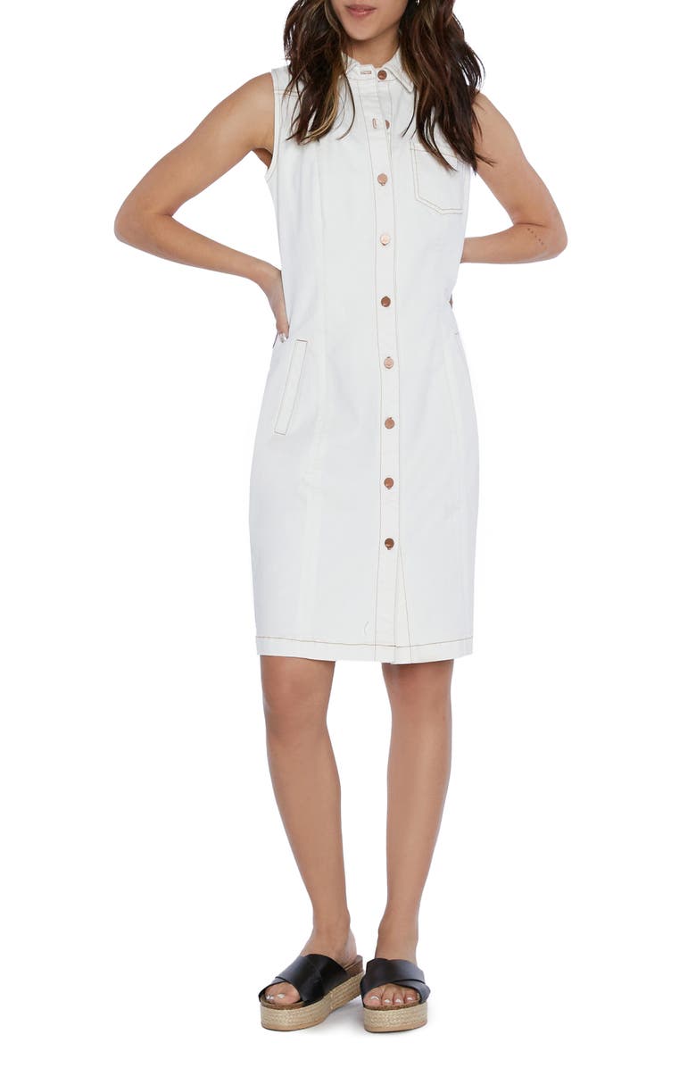 Wash Lab Denim Sleek Sleeveless Denim Shirtdress, Main, color, 