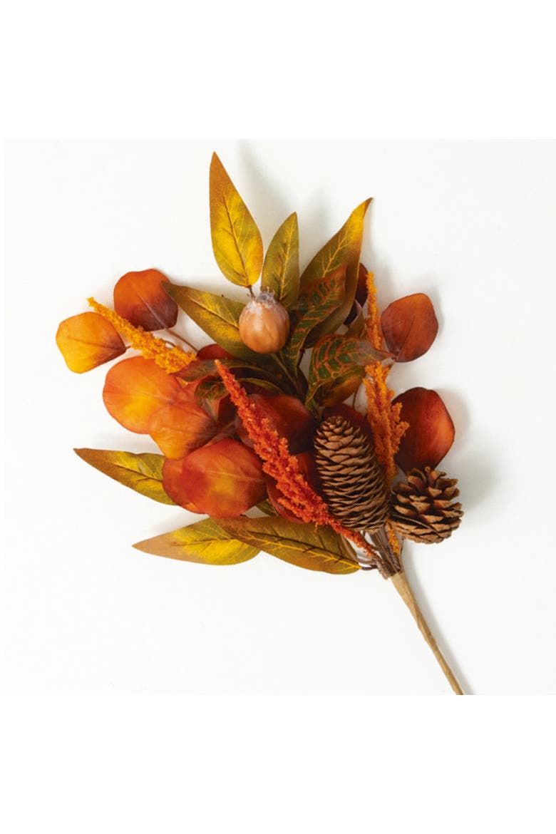 Sullivan's Christmas Mixed Fall Pick, Orange Faux Floral Stem for Crafting, Weddings, Home and Holiday Decoration, 18 Inch, Main, color, Orange
