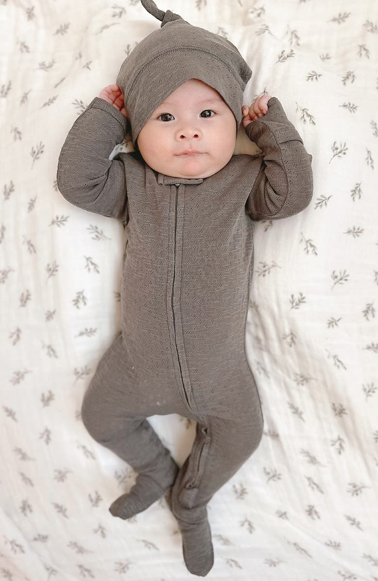 L'ovedbaby Organic Cotton Pointelle Zip Footie, Alternate, color, 