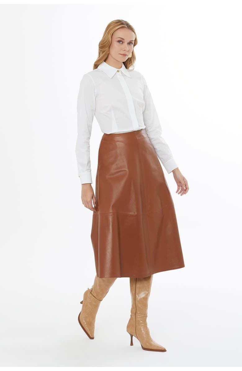 Gizia Flared Skirt with Back Zipper Closure, Alternate, color, Brown