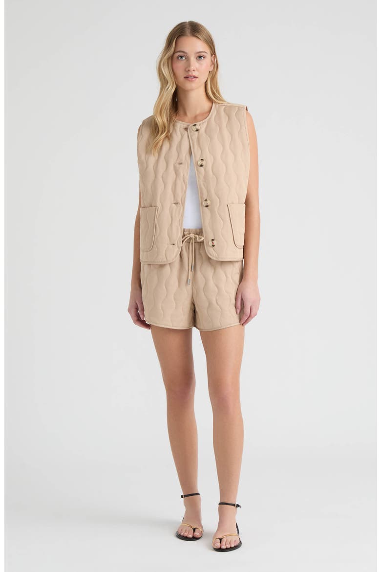 Quilted Button Down Vest, Alternate, color, CLAY