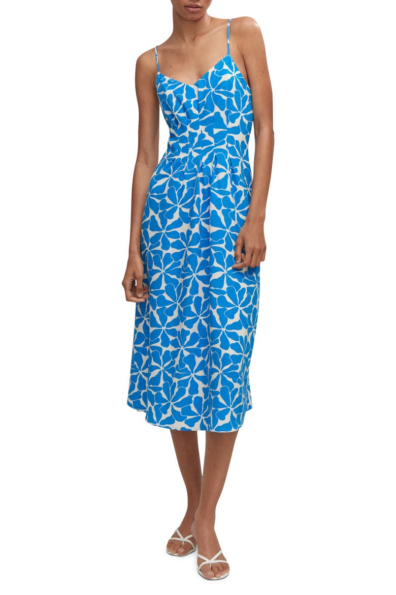 Floral Seersucker Midi Dress, Main, color, BLUE