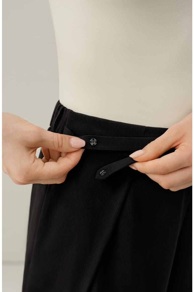Women's Stretch Heavy-Weight Silk Crepe Wide-Leg Pants, Alternate, color, Black