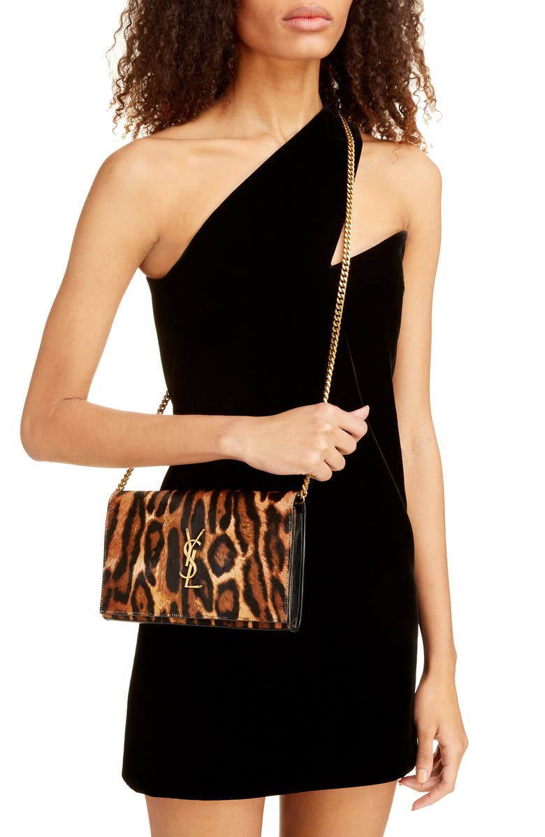 Saint Laurent Monogramme Genuine Calf Hair Wallet on a Chain, Alternate, color,