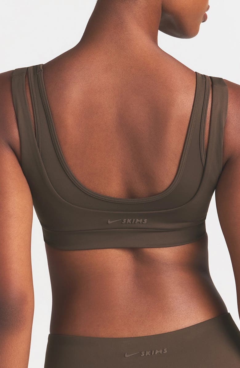 NikeSKIMS Matte Double Strap Scoop Bra, Alternate, color, Nskm Dark Sepia