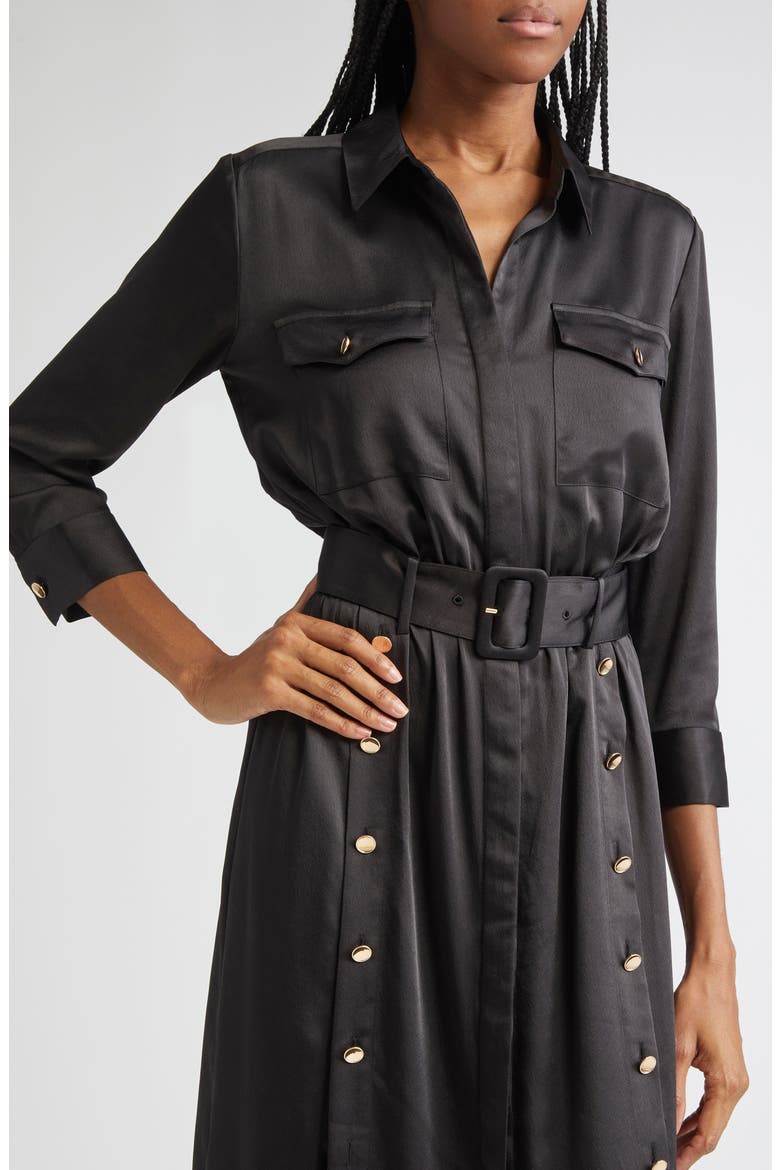 Uriah Button Belted Maxi Shirtdress, Alternate, color, BLACK