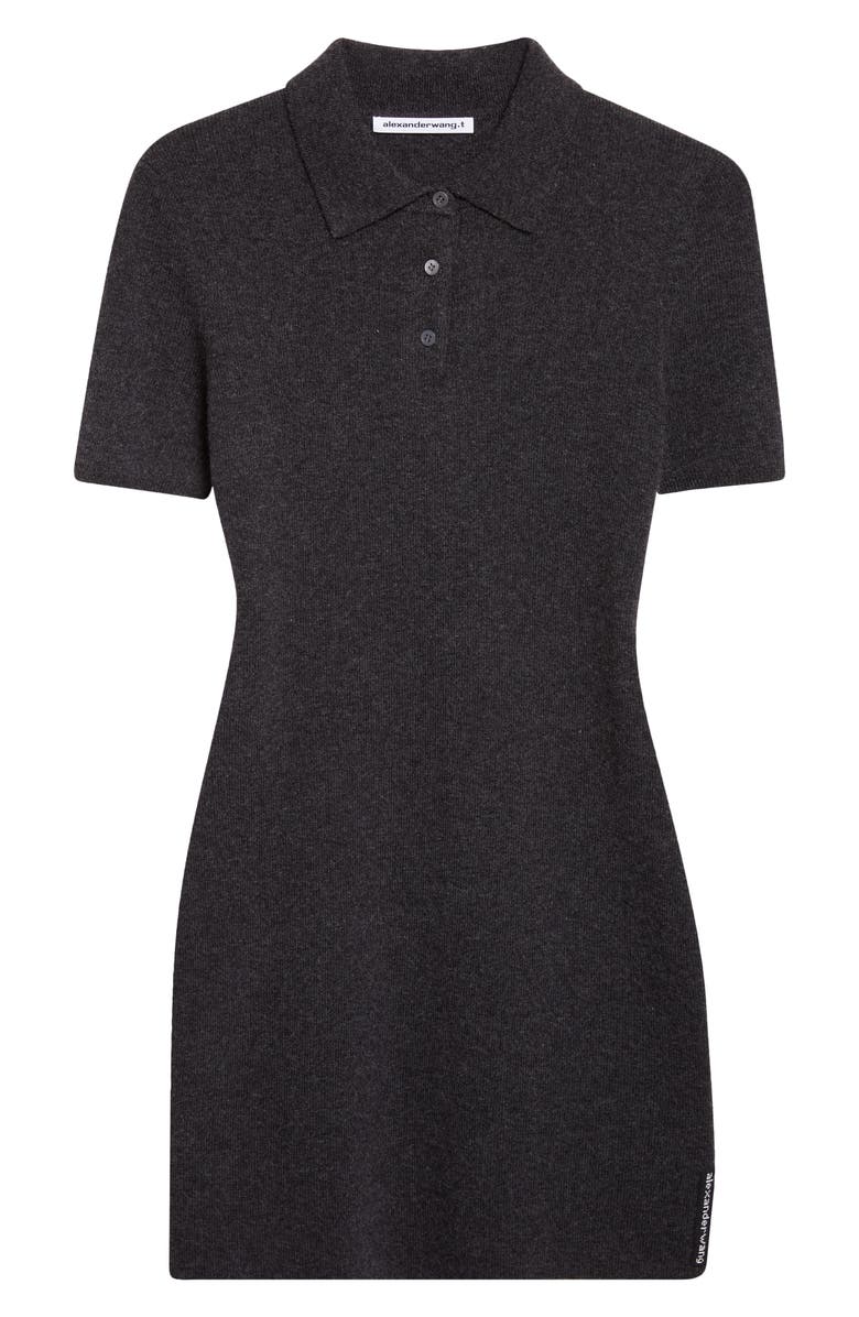 Alexander Wang Short Sleeve Wool Blend Polo Dress with Logo Patch, Alternate, color,