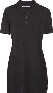 Alexander Wang Short Sleeve Wool Blend Polo Dress with Logo Patch