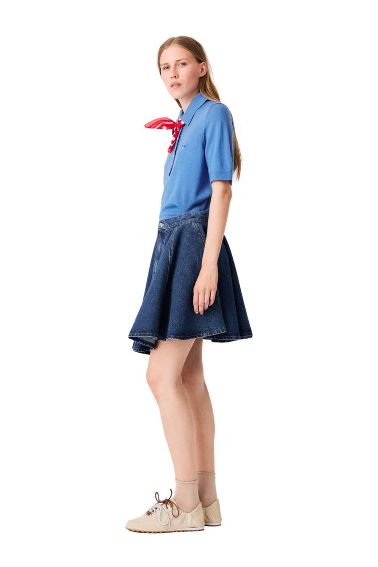 Short flared denim skirt, Alternate, color, Blue