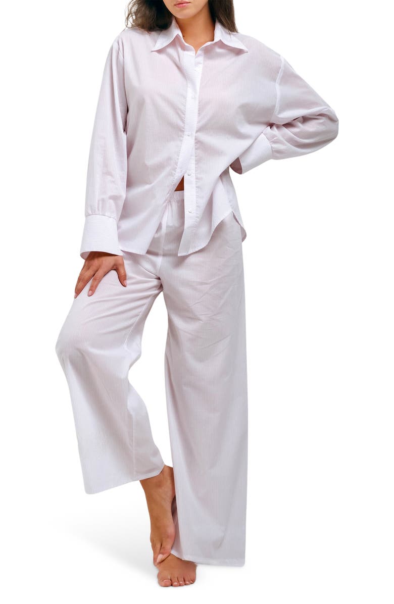 Andine Essen Lyon Stripe Cotton Button-Up Pajama Top, Alternate, color, 