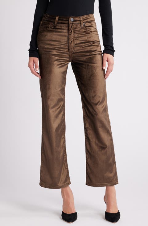 Le Sleek Velvet Ankle Straight Leg Pants
