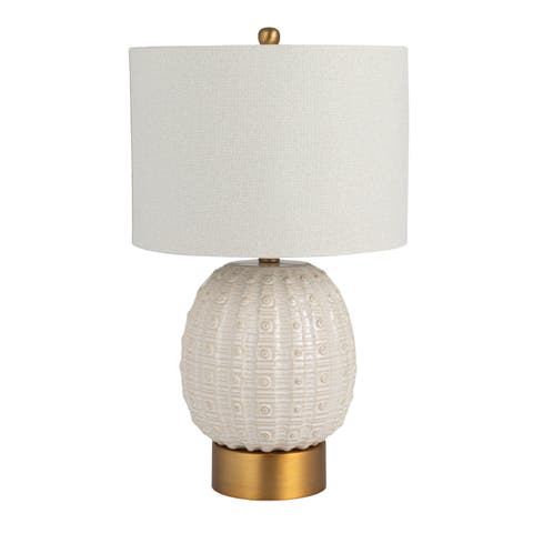 Globe Table Lamp with Crackle Glaze and Shade