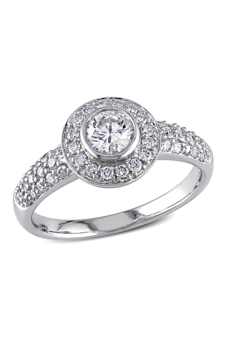 Julianna B. Diamond Halo Vintage Engagement Ring 14k, Main, color, 14K White Gold