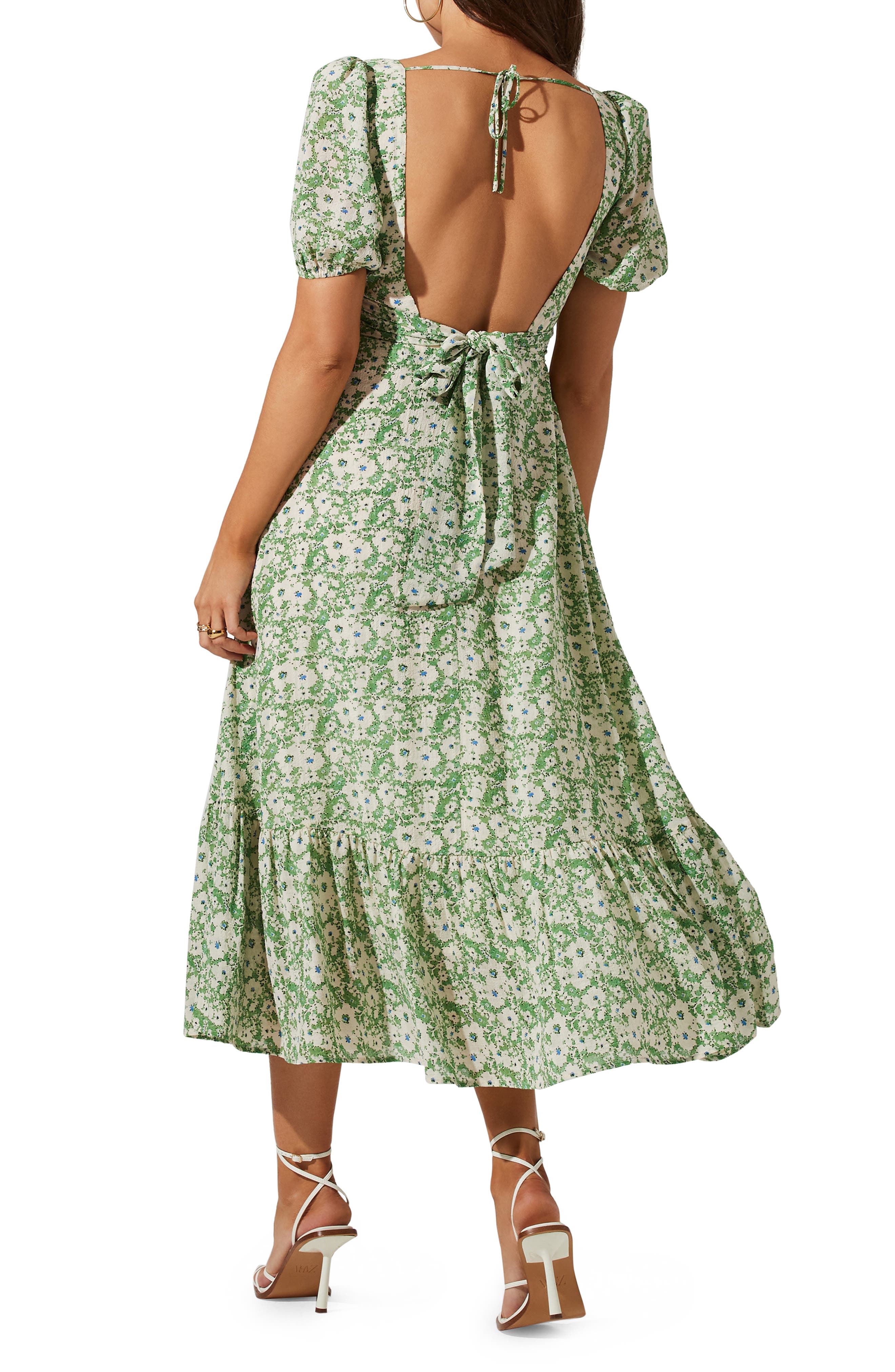 tie back puff sleeve midi dress astr the label Tie Back Puff Sleeve Midi Dress (Women)
