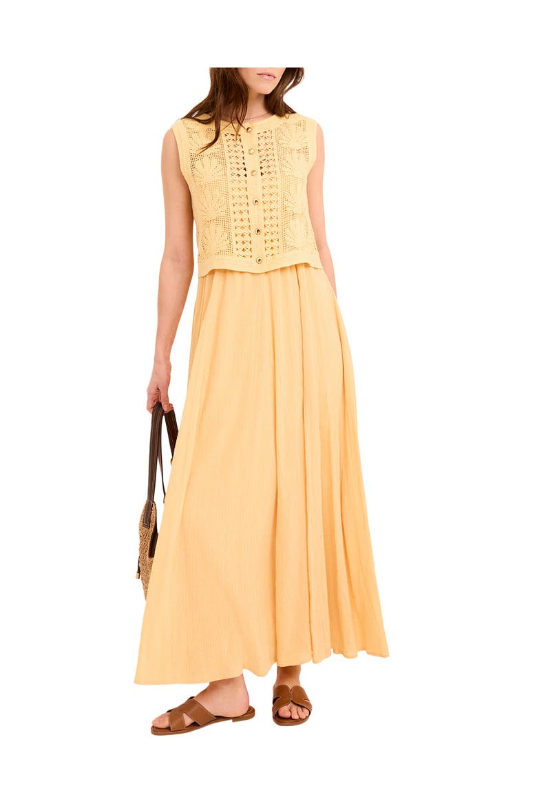 Cotton Blend Crochet Maxi Dress, Main, color, Yellow