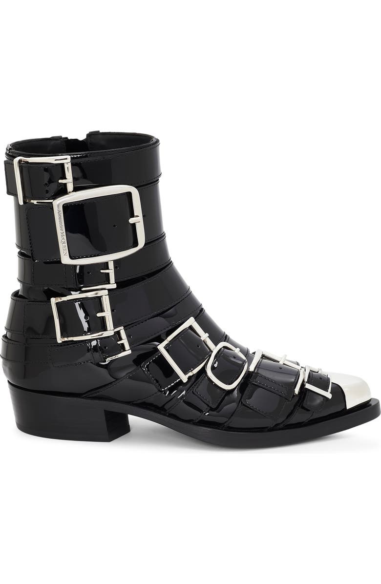 McQueen Punk Buckle Bootie, Alternate, color,