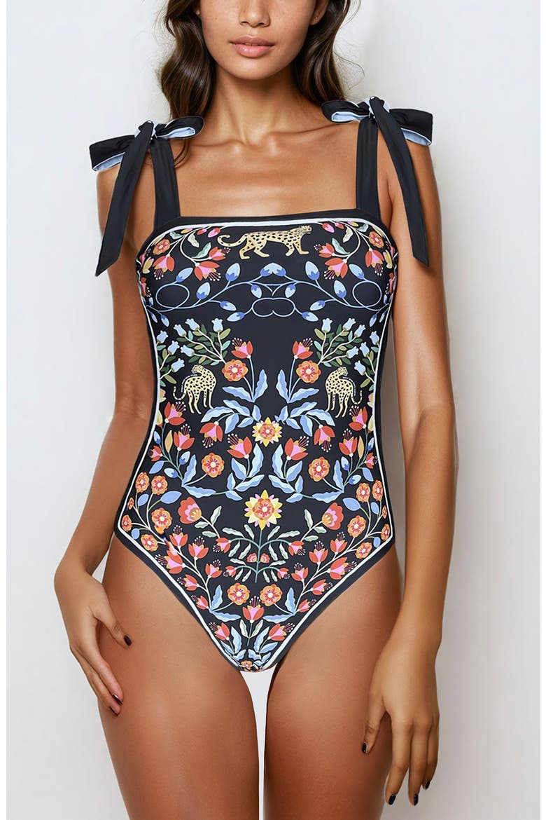 Night Imagination Reversible One Piece Swimsuit, Main, color, Black
