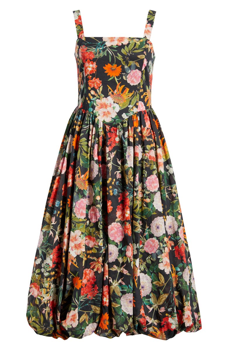 Julia Jordan Floral Basque Waist Fit & Flare Midi Dress, Alternate, color, Black Multi